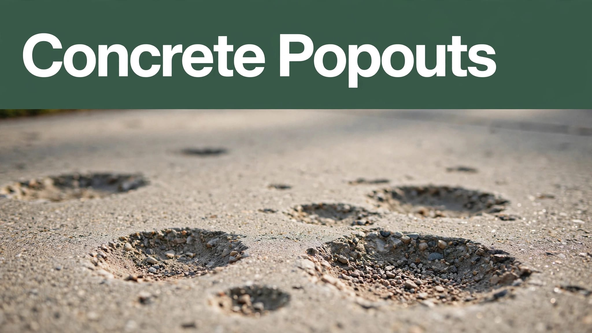 Close-up of concrete popouts exposing aggregate on a Charleston driveway.
